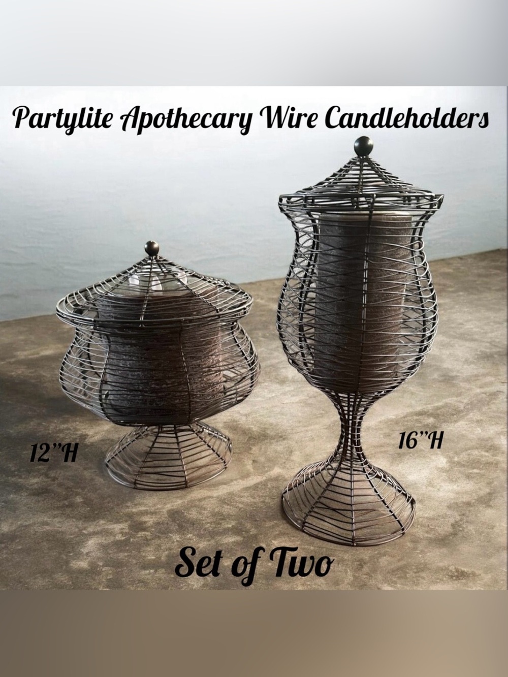 Partylite Wire Apothecary Candleholders - Set of Two